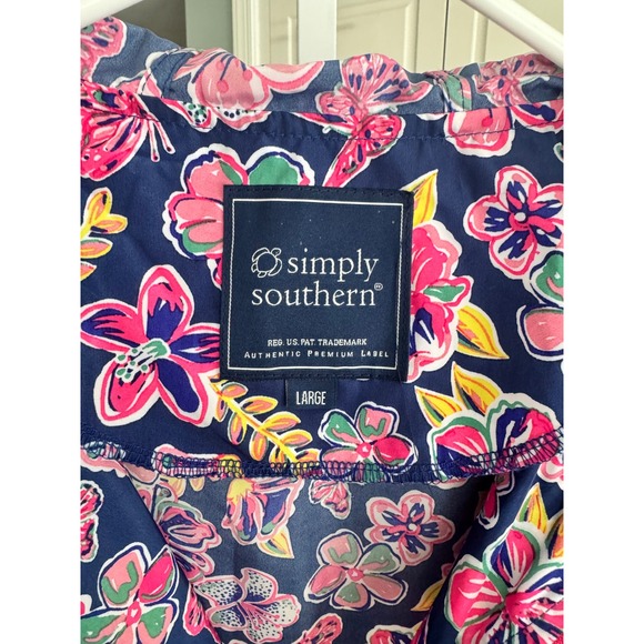 NWOT Simply Southern Floral Butterfly Print Zip Rain Jacket Windbreaker Large - Picture 3 of 7
